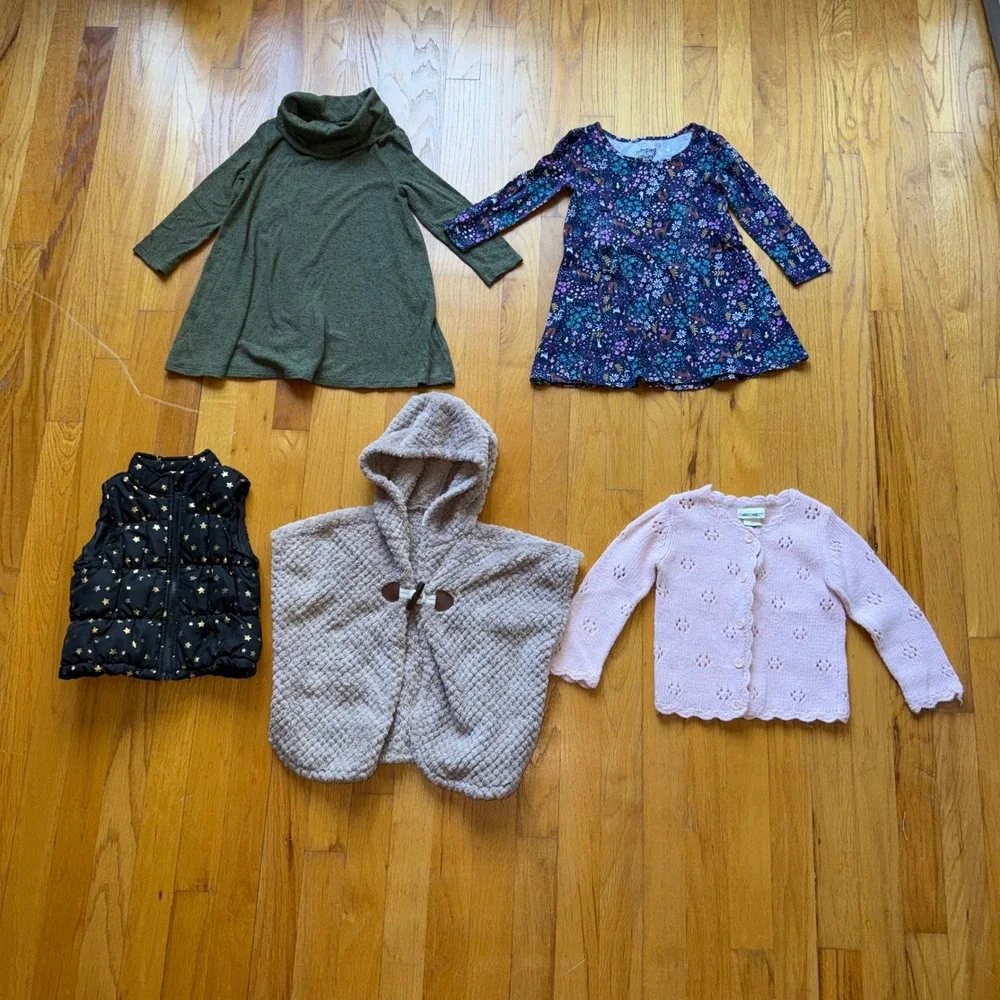 Curated Fall Winter Toddler Girls 2T Bundle 5pc Lot Dress Vest Poncho Cardigan